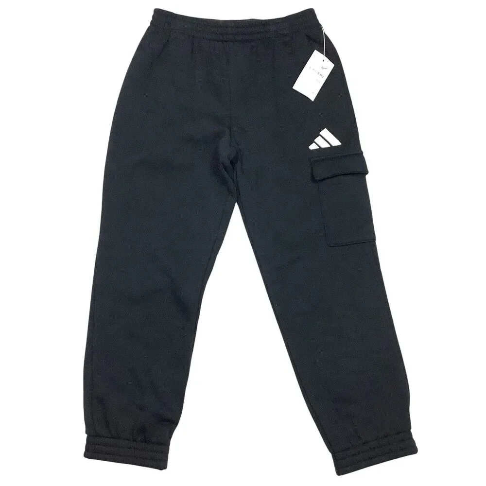 Adidas 2 Piece Set Boys Size 6 Blue Long Sleeve Cotton Tee Black Cargo Jogger